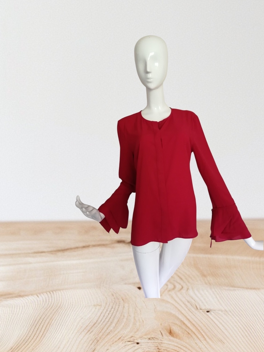 Calvin Klein Red Bell-Sleeve Blouse